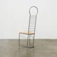 Chaise sculpturale vintage en acier et paille