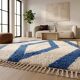 Handmade pure wool traditional blue and white rug 150/250 cm