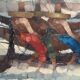 Swedish Oil on Panel"Fishermen" by Marylilla , Vintage and Framed