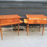 60s-old bedside table in varnished wood