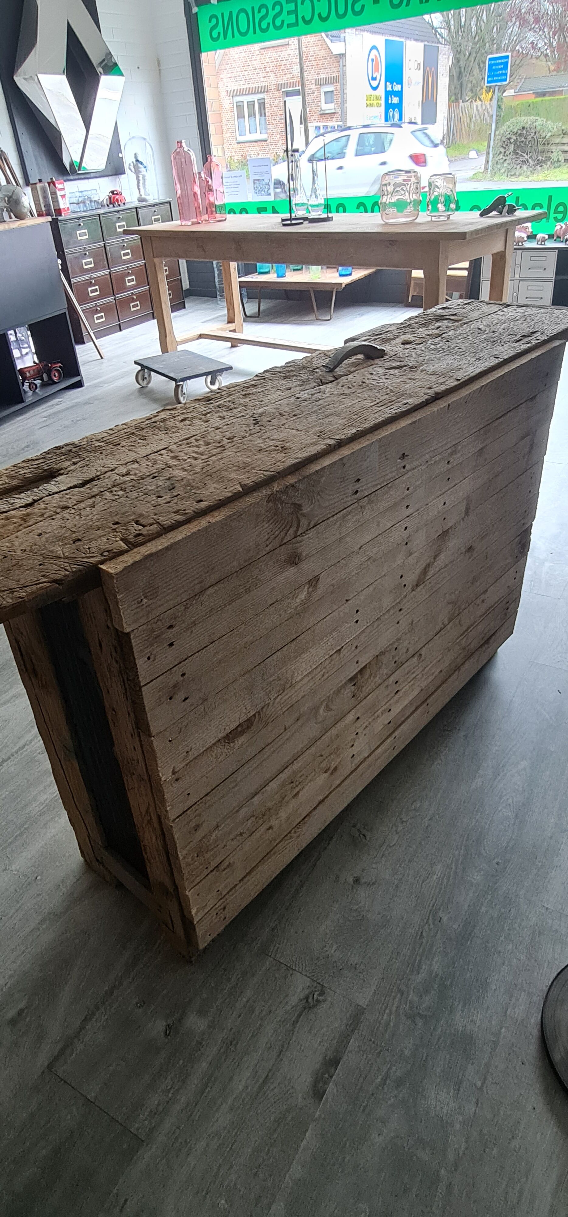 Old workbench furniture by trade four drawers and a door