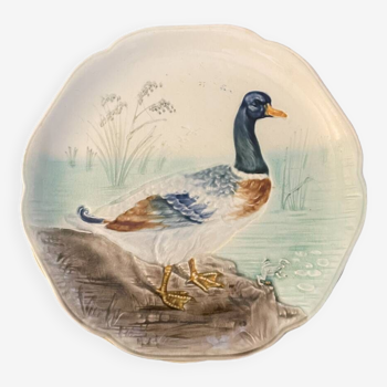 Assiette du 19ème siècle Choisy Le Roi Majolica Décor Canard