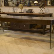 Desk design in melamine, glass and chrome 1980s