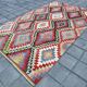 Kilim Long Wide Multicolor Geometric Stlye Vintage Kilim Rug, 199x320 Cm