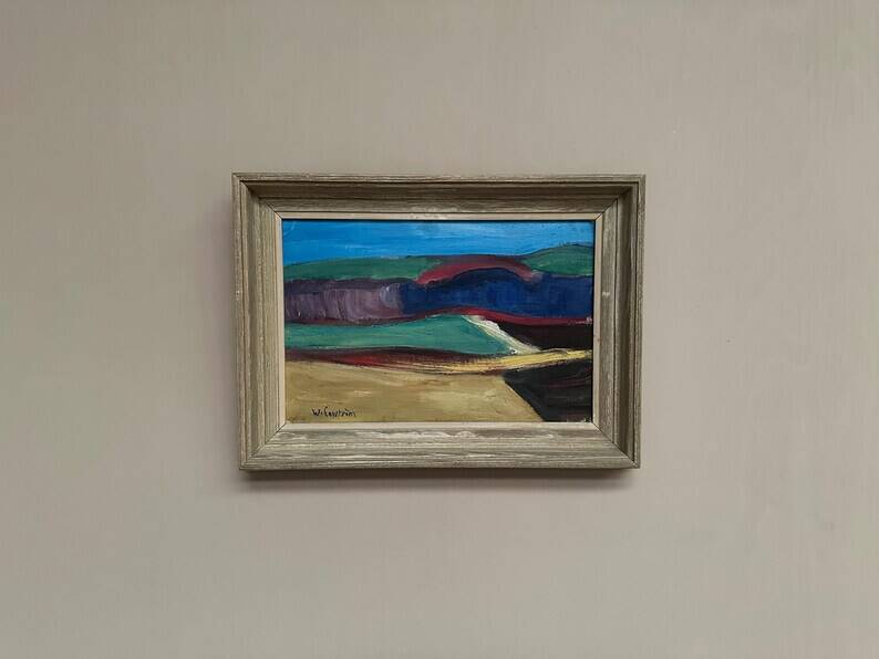 Original Swedish Oil on Canvas – “Abstract Landscape” by W. Engström – Dated 1900 – Signed – Vintage & Framed – 40 × 30 cm (23.6" x 16.5")