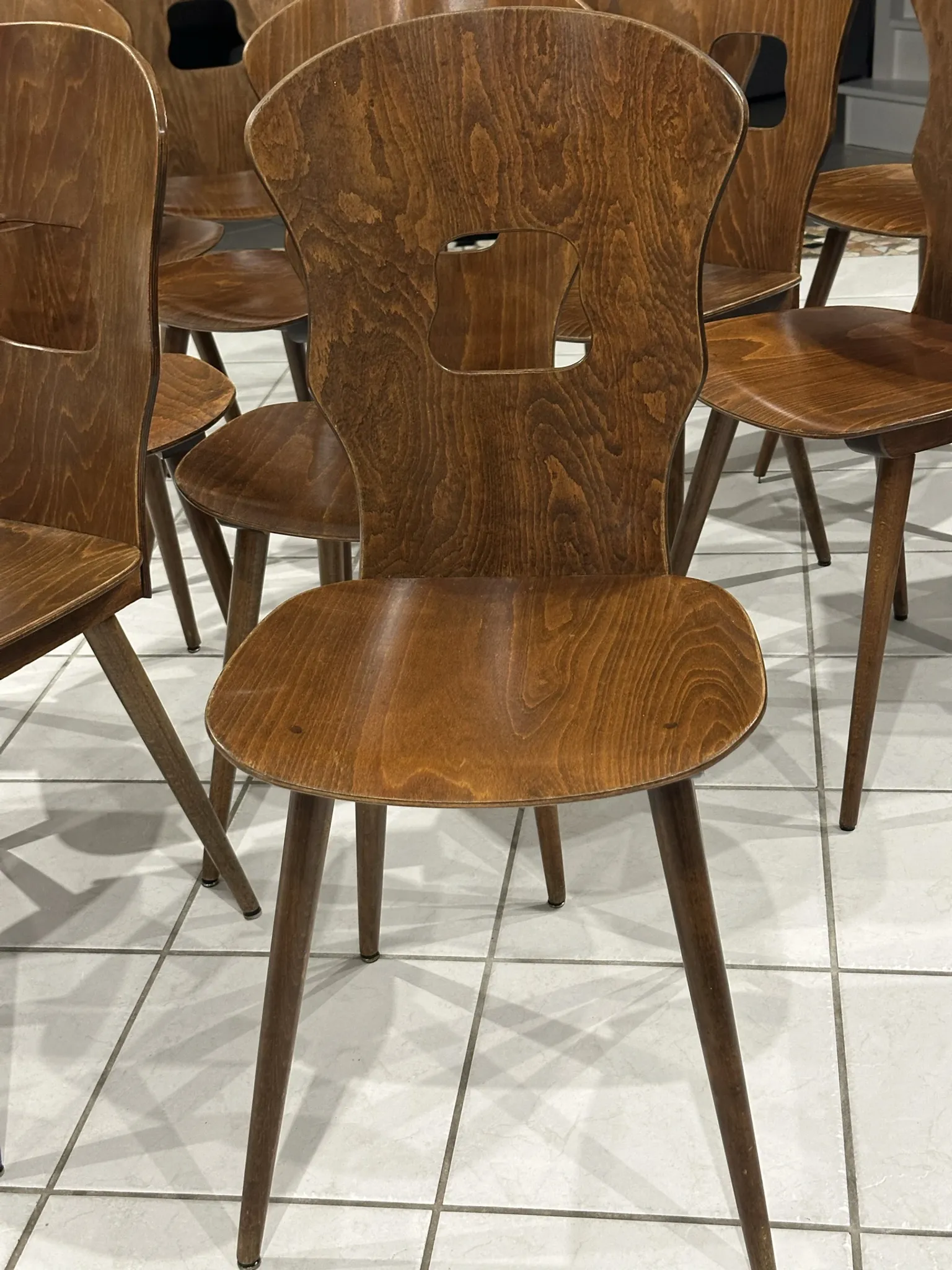 Set of 12 Baumann bistro chairs model Gentiane vintage 1970