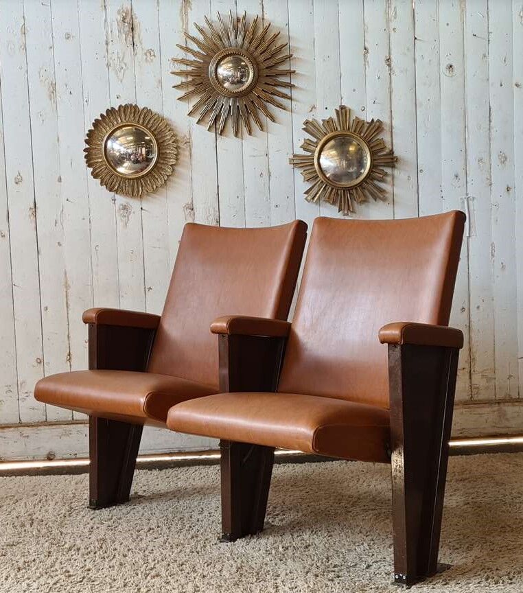 Pair of vintage cinema armchairs