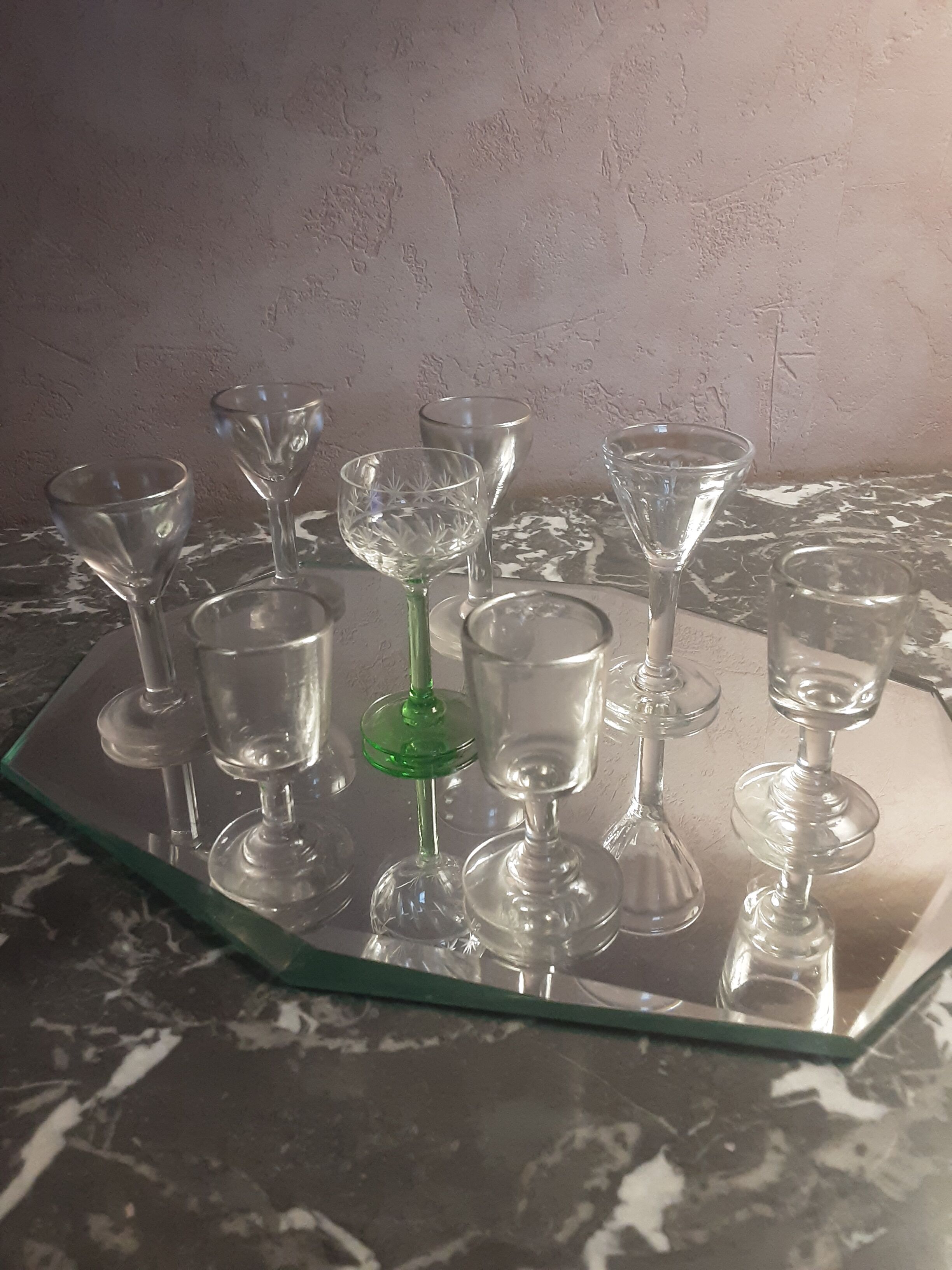 Lot old liquor glasses