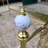 Vintage single bed and nightstand in gilded brass
