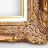 Marco barroco vintage de madera y paspartú hecho a mano.
