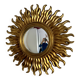 Vintage 1960s witch's eye sun mirror, domed gold - 48 cm