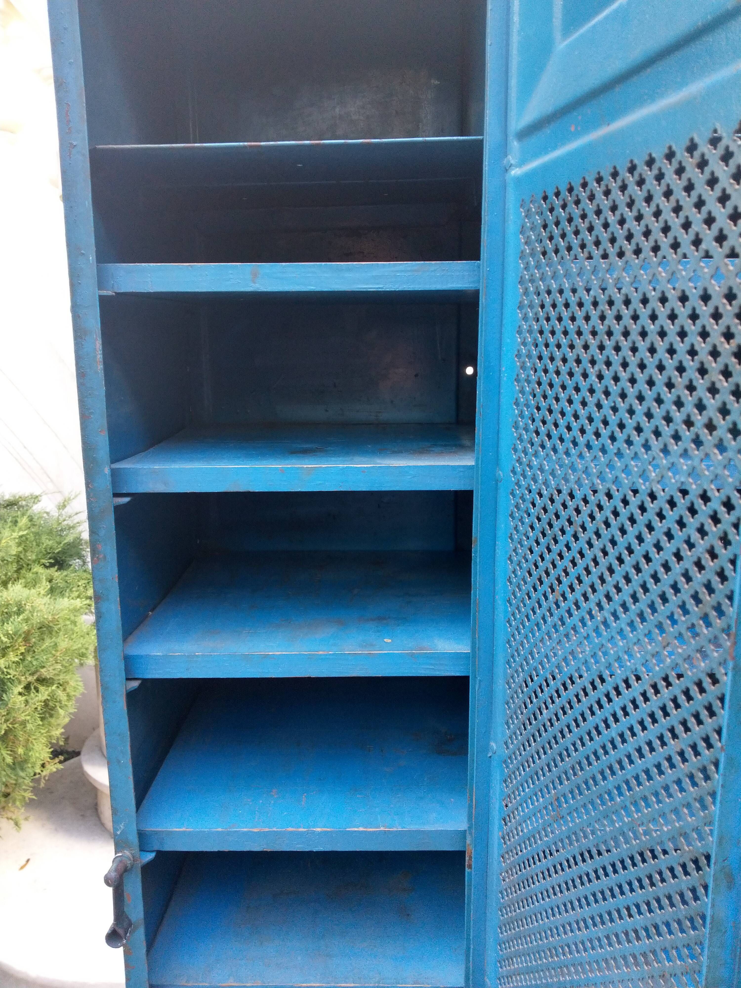 Vintage blue industrial cabinet, original condition, 1930s