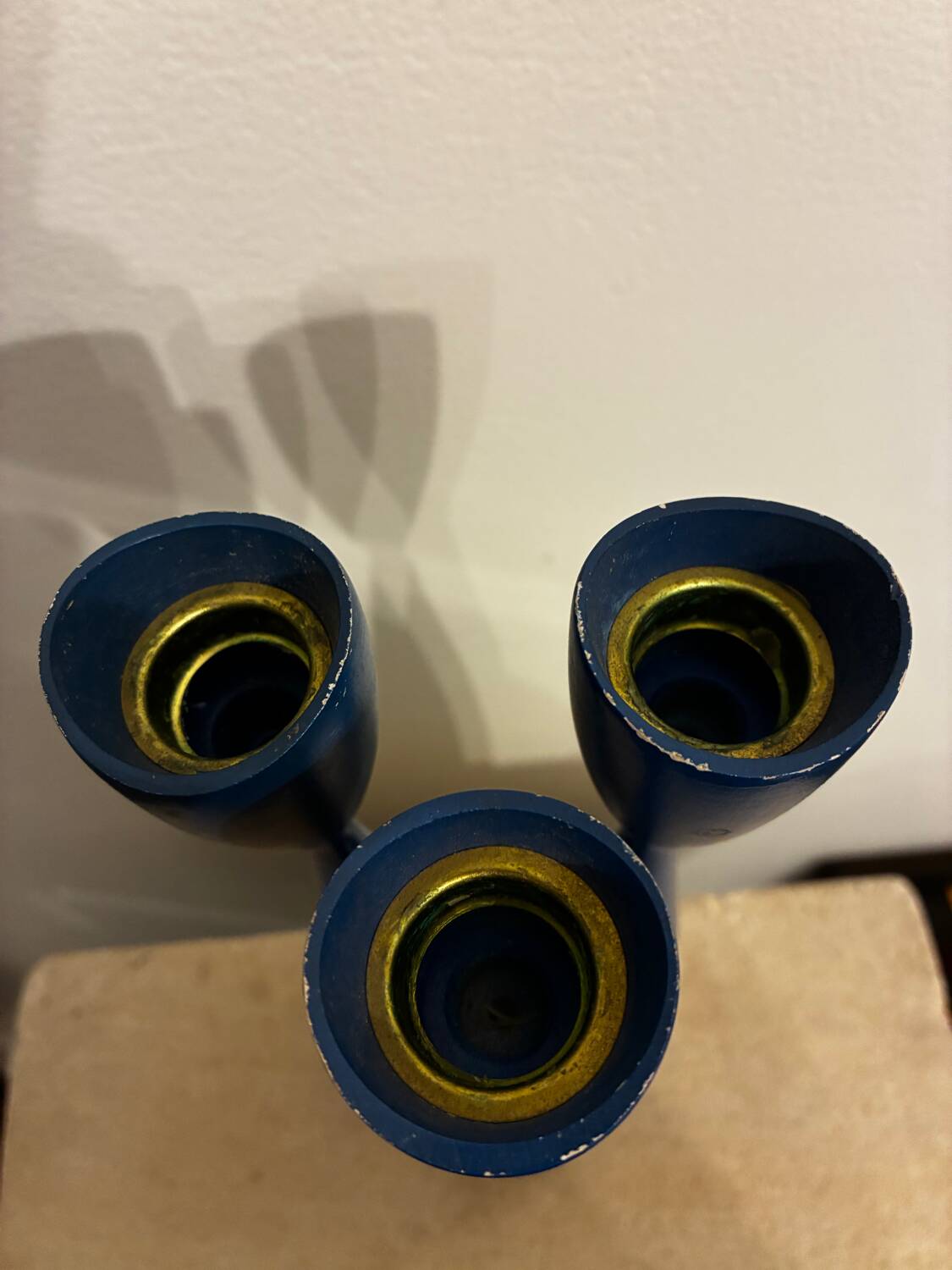 Set of 3 Danish candle holders from the 1950s-60s.