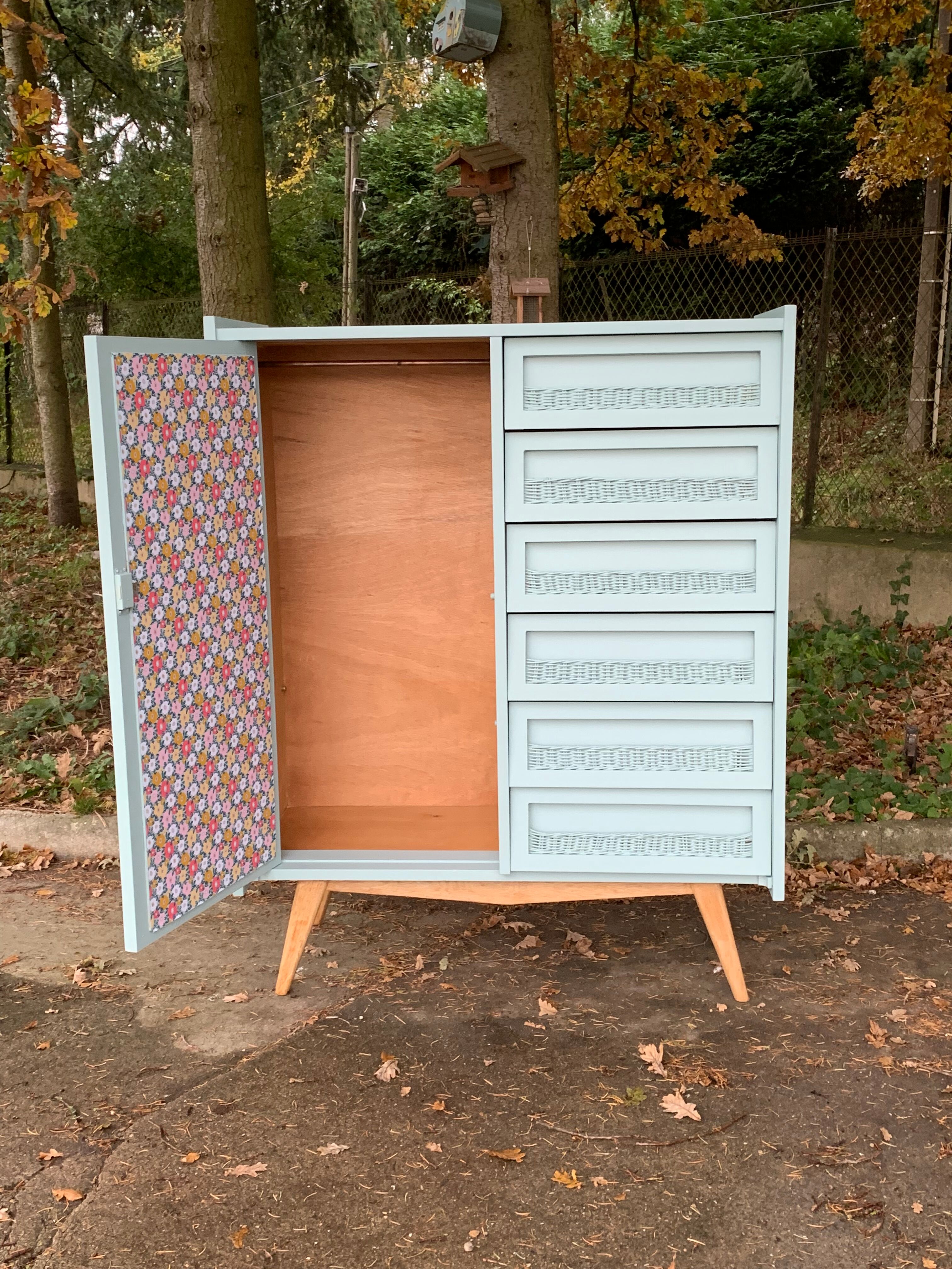 Wardrobe chest of drawers vintage compass feet 1950