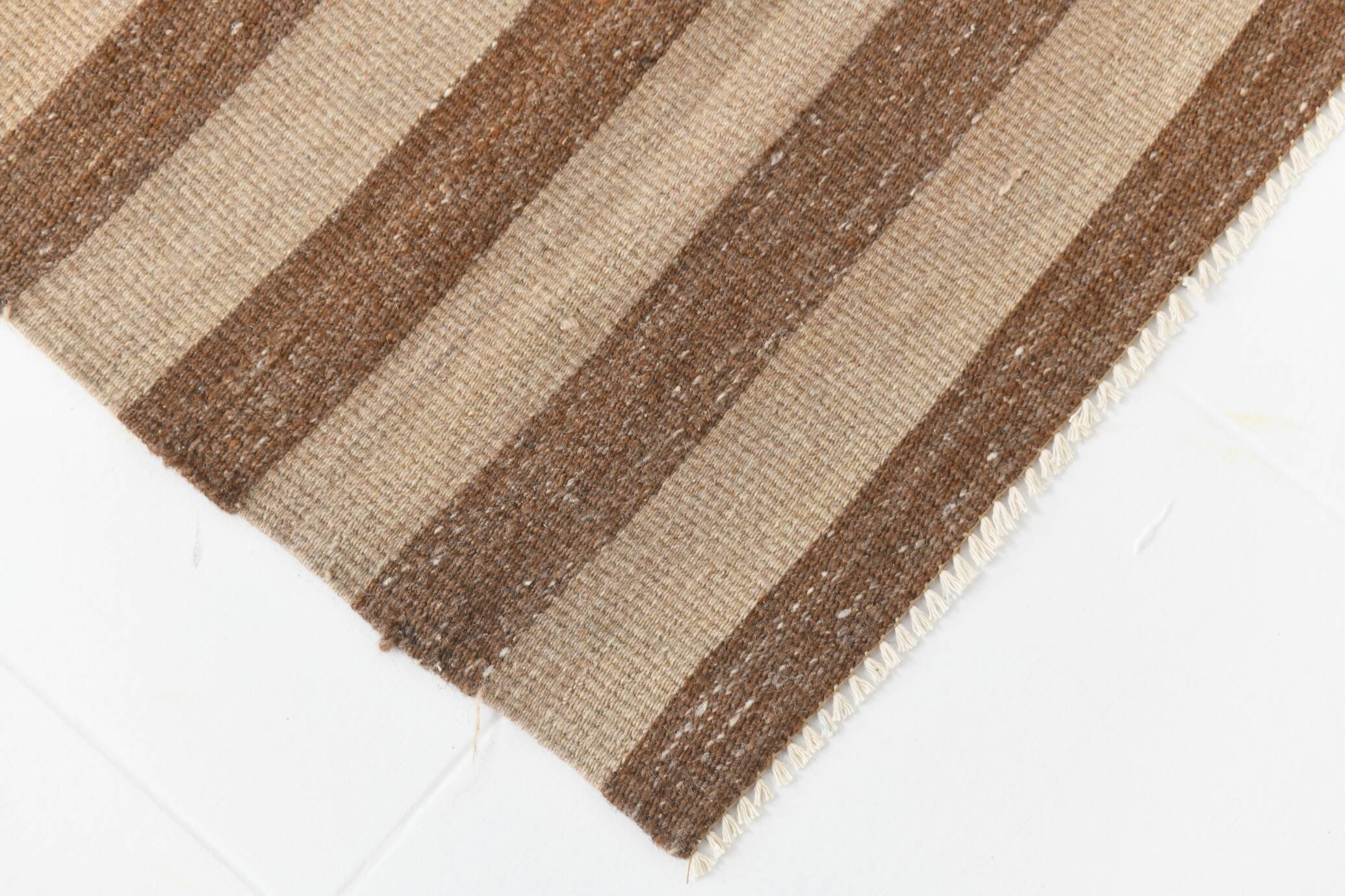 10x13 Dark Brown & Beige Vintage Kilim Rug, 311x394Cm