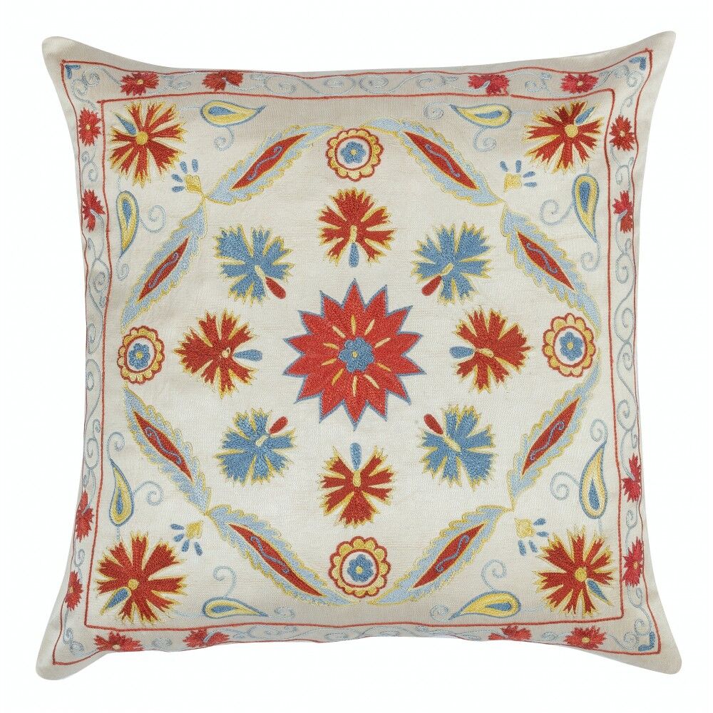 SET OF 2 - 100% Silk Cushion Covers. Embroidered Accent Pillows. Suzani Throw Pillows