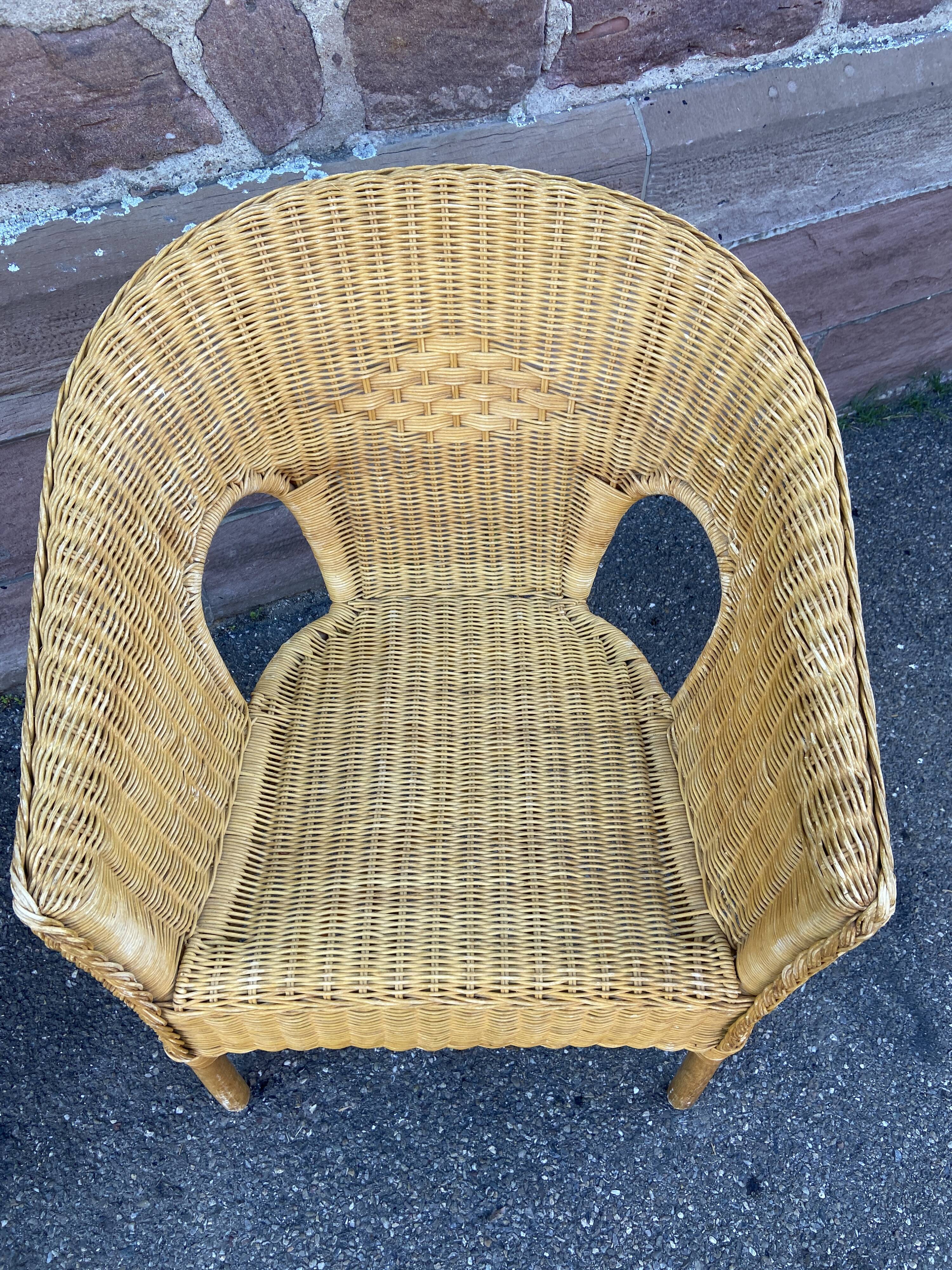 Vintage rattan gondola armchair 1980s