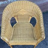 Vintage rattan gondola armchair 1980s