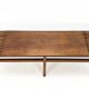 Bench in walnut and teak with brass feet, italy 1950s