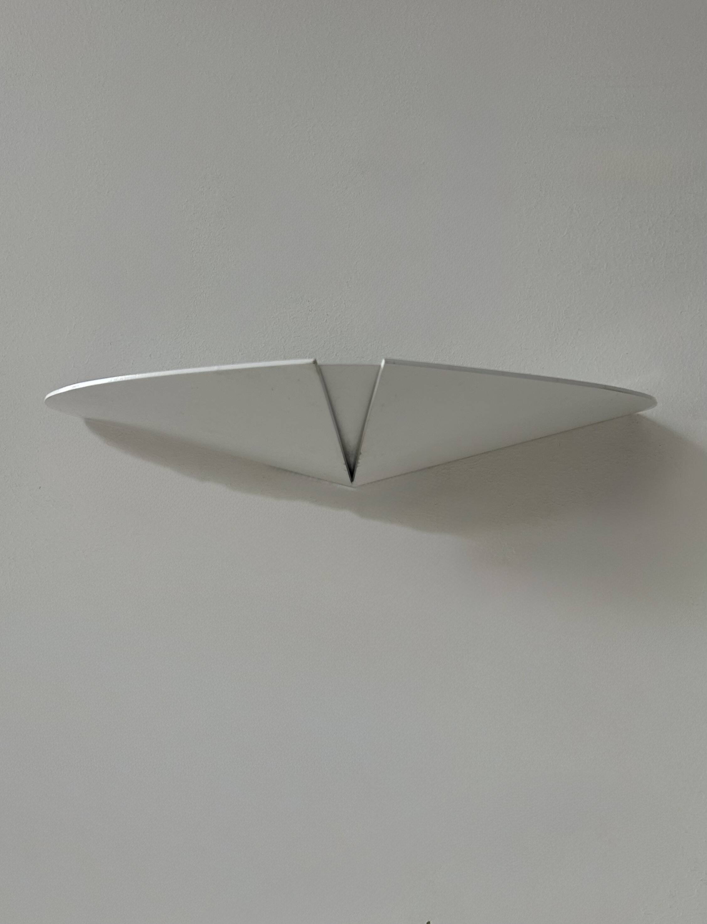 Pair of vintage wall lights, white lacquered metal, France, 1980