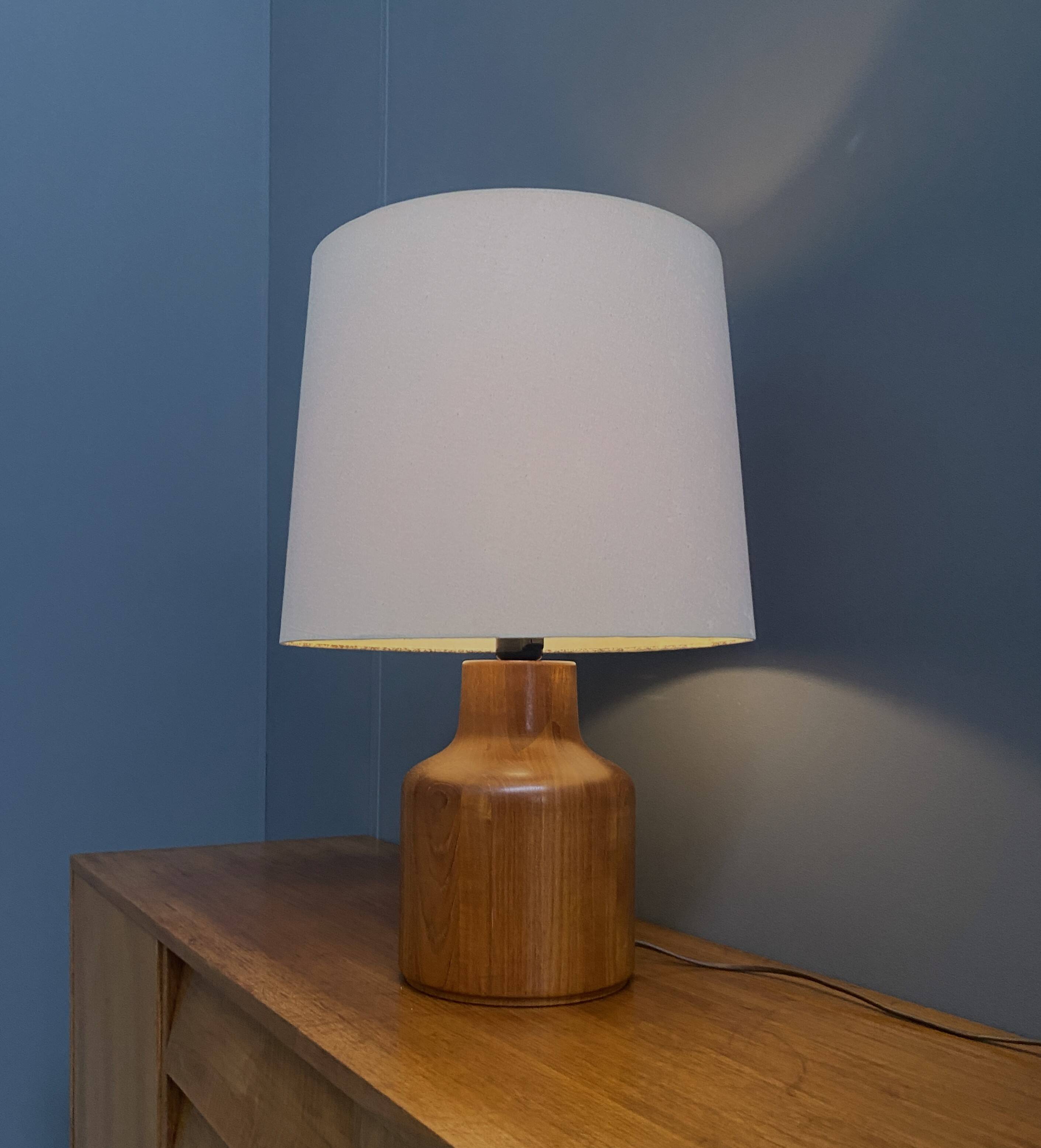 Teak table lamp by Kirk Copenhagen Denmark 1970s