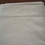 Old sheet in ecru-colored mixed-race canvas