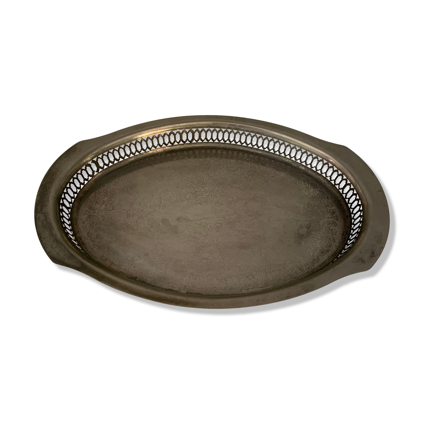 Engraved metal top diam35,4 cm