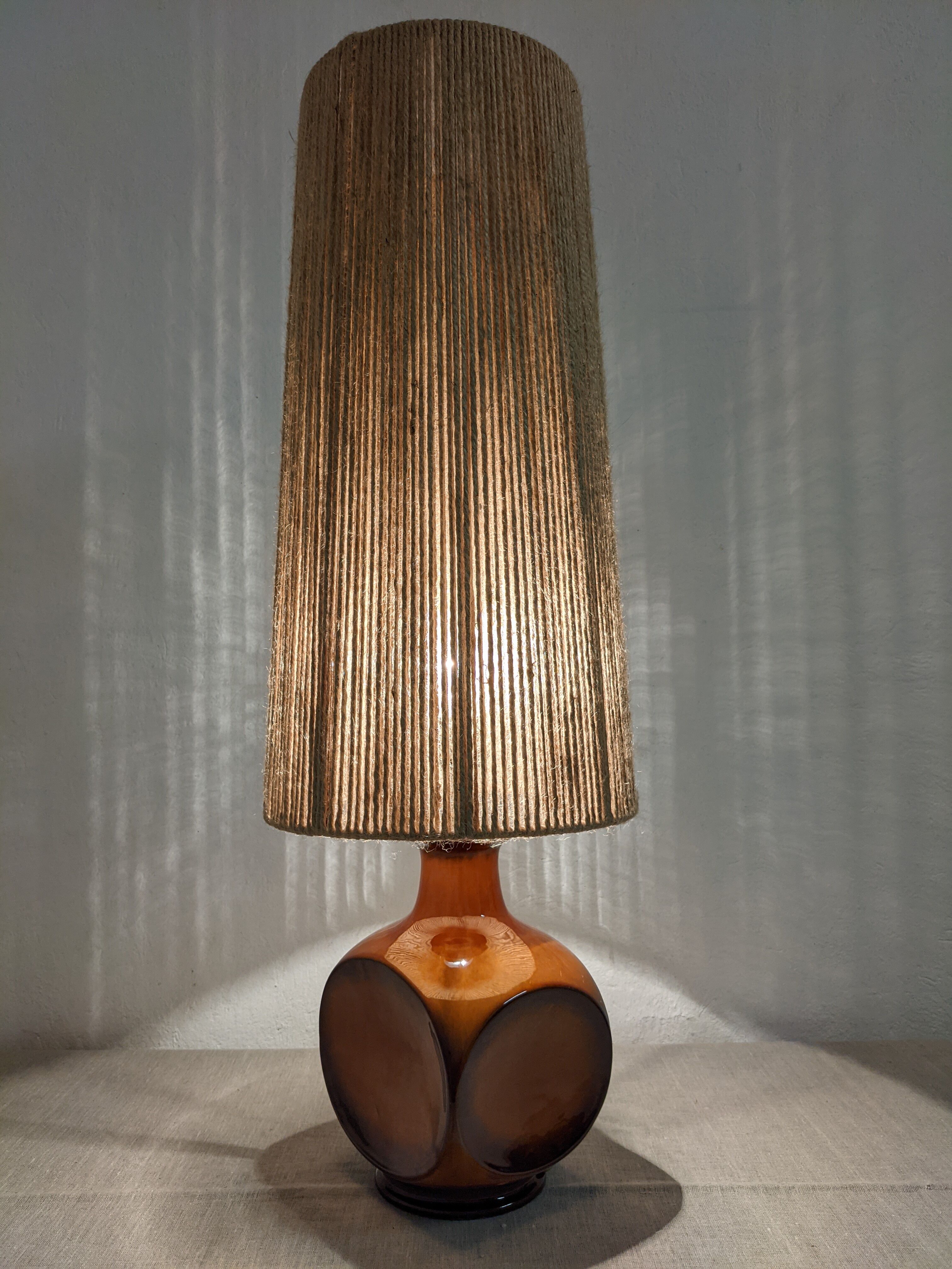 Vintage ceramic lamp and jute rope