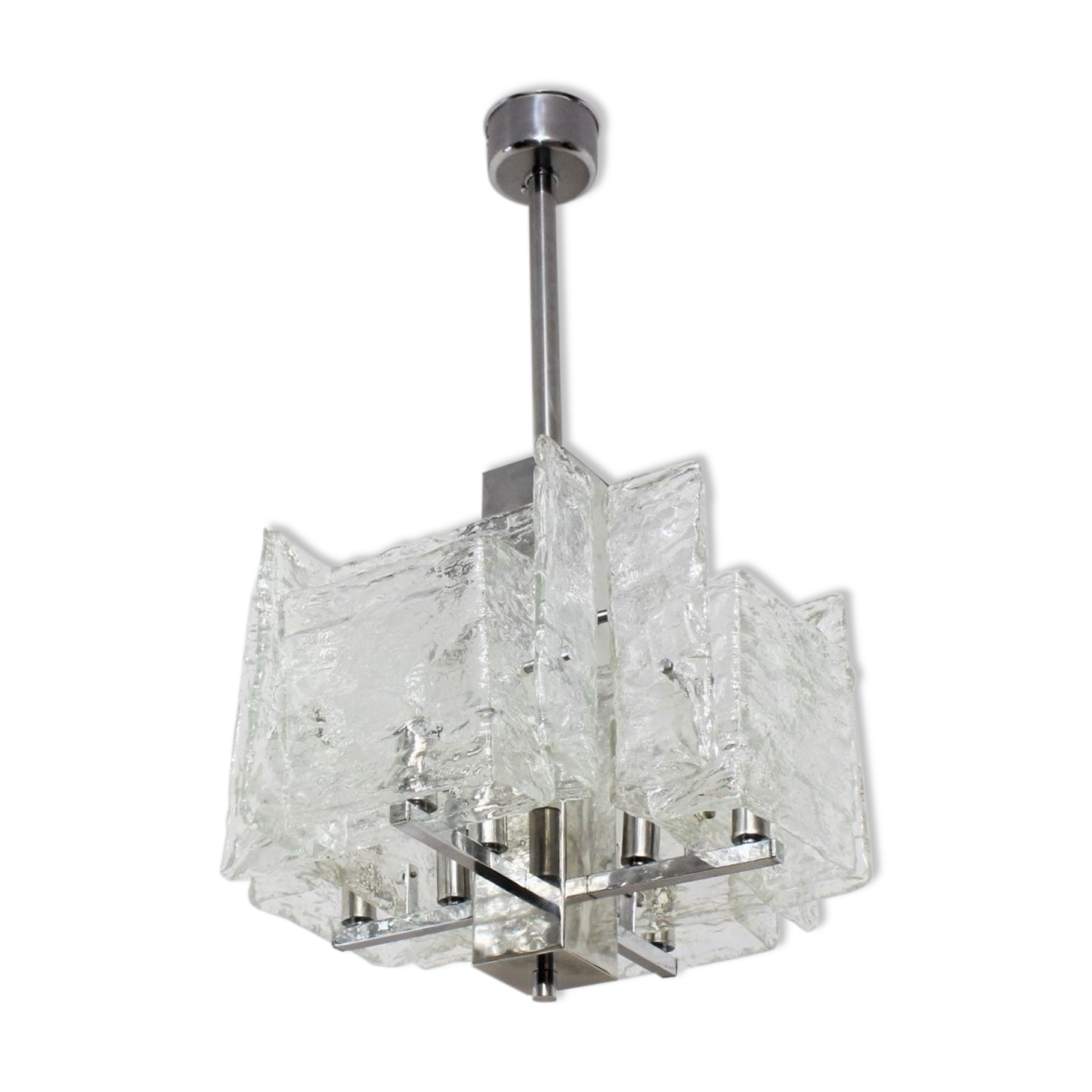 Murano glass pendant chandelier Mazzega 1970s