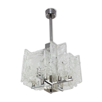 Murano glass pendant chandelier Mazzega 1970s