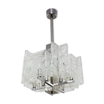 Murano glass pendant chandelier Mazzega 1970s