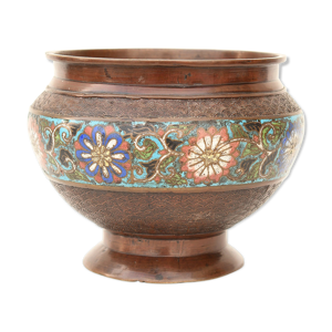 Vase en bronze et émaux polychromes