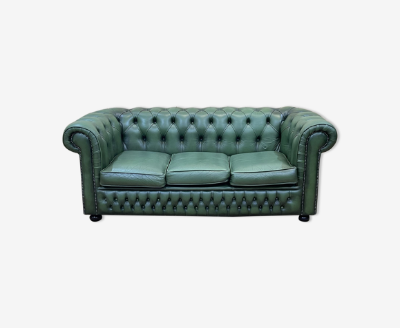 Chesterfield Sofa In Green Leather 3, Leather Chesterfield Sofa Green