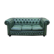 Chesterfield sofa in green leather 3 places from the 80s