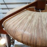 Sisal Ufo pendant lamp and vintage teak by Temde Leuchten