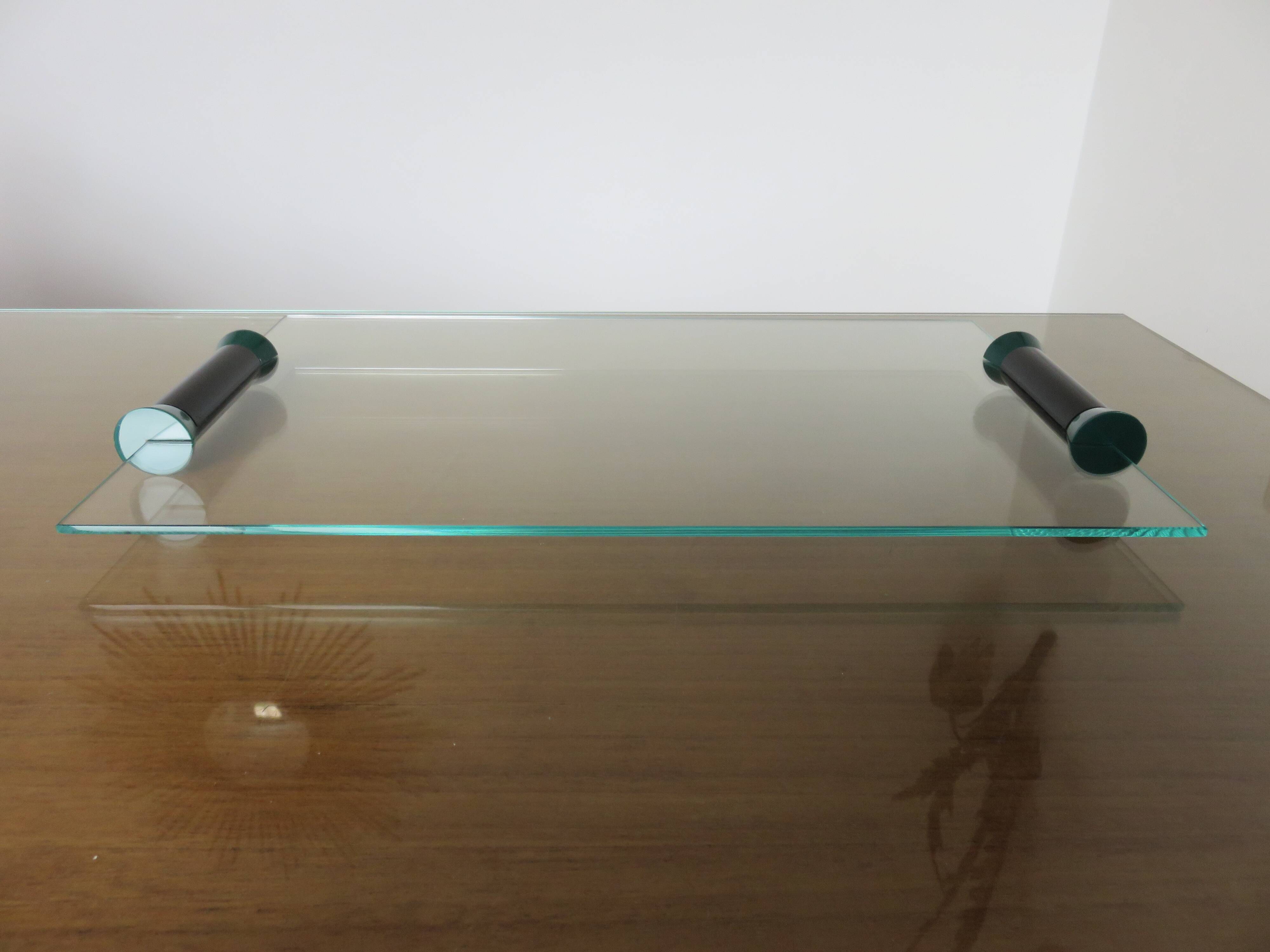 Plateau en verre et polycarbonate années 80 ers Memphis