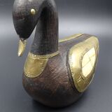 Wooden and brass swan
