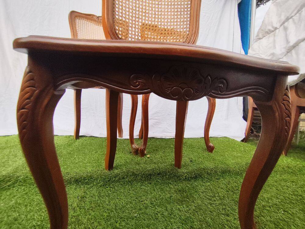 Magnificent Set of 3 Vintage Louis XV Chairs in Carved Solid Wood and Cane
