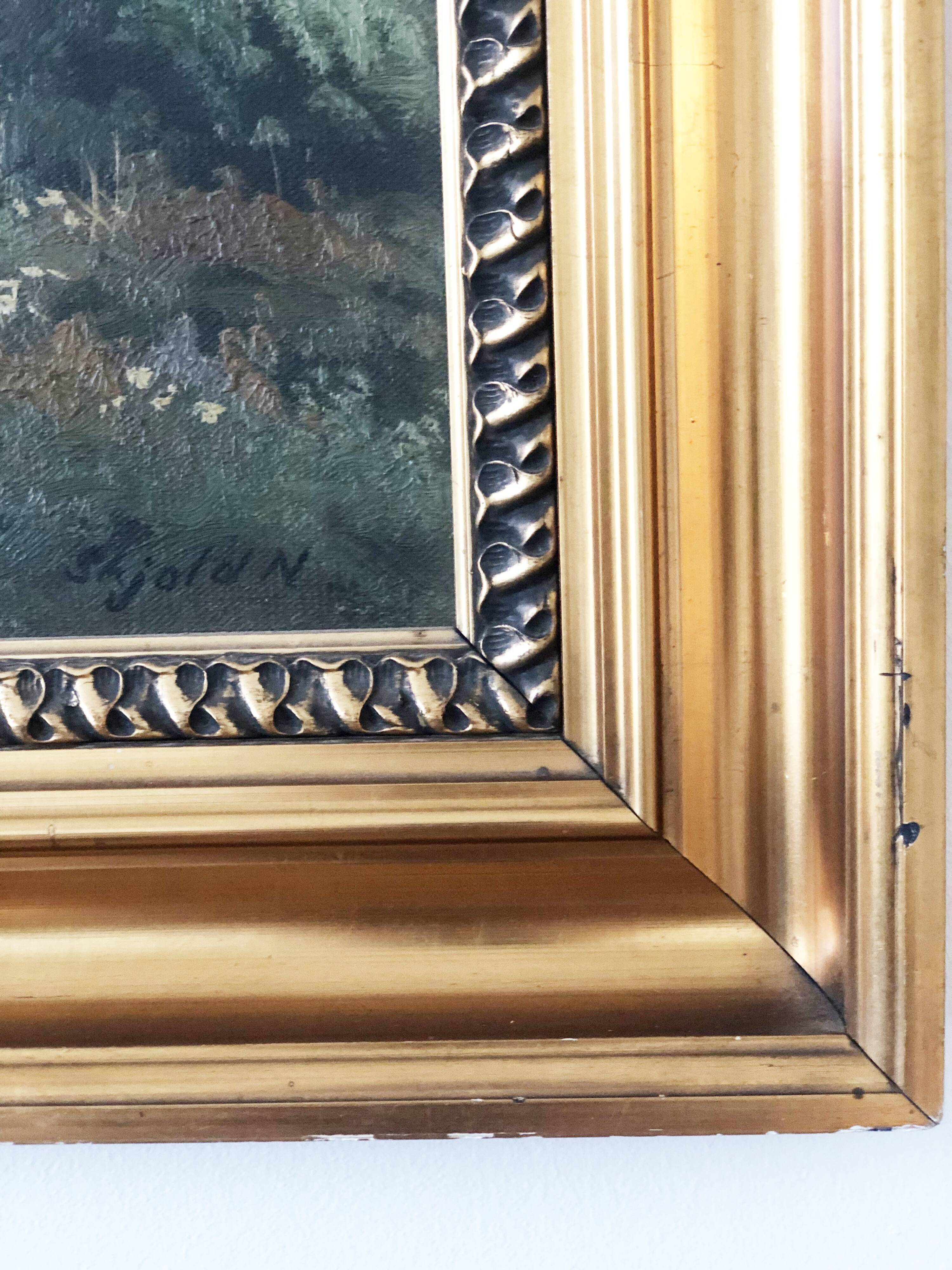 Large Vintage Countryside Cottage Original Oil Painting,circa 1940