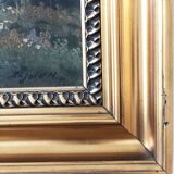 Large Vintage Countryside Cottage Original Oil Painting,circa 1940