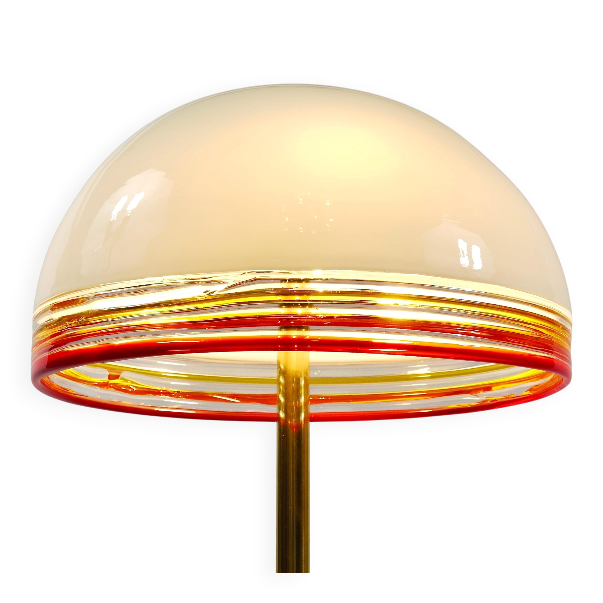 Roberto Pamio Febo floor lamp in marble, brass, and Murano glass by Leucos Italy.