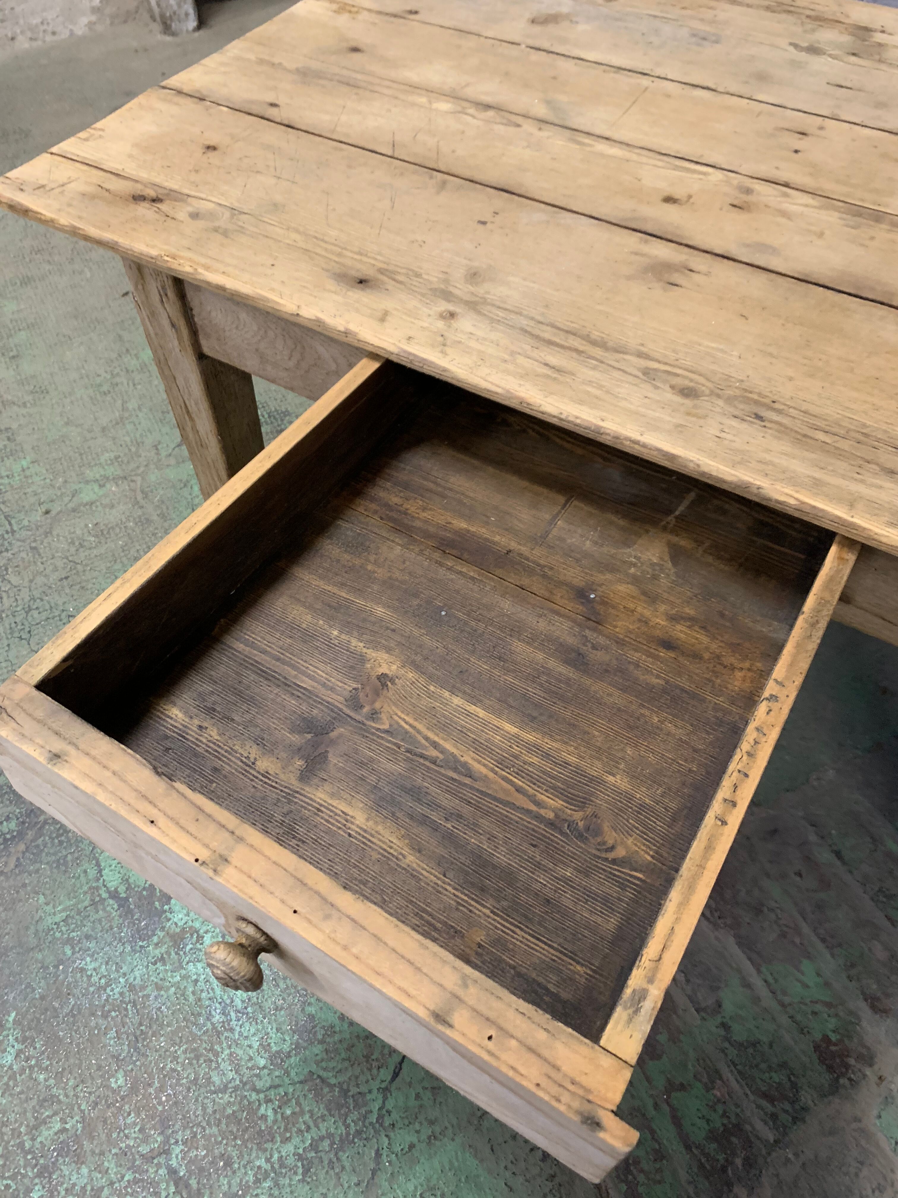 Low farm table in raw oak