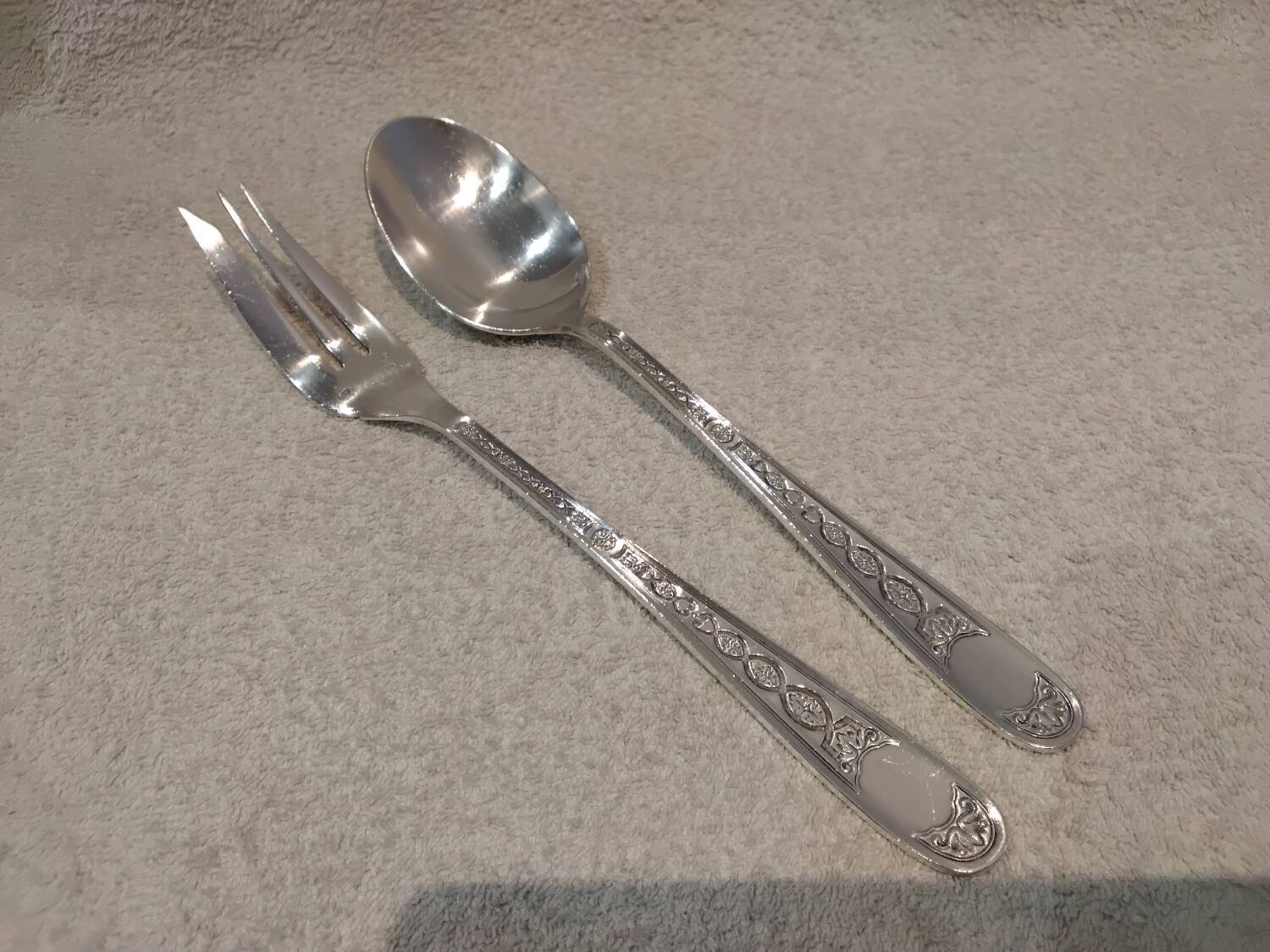 Silver-plated metal stew fork and spoon by Christofle Villeroy