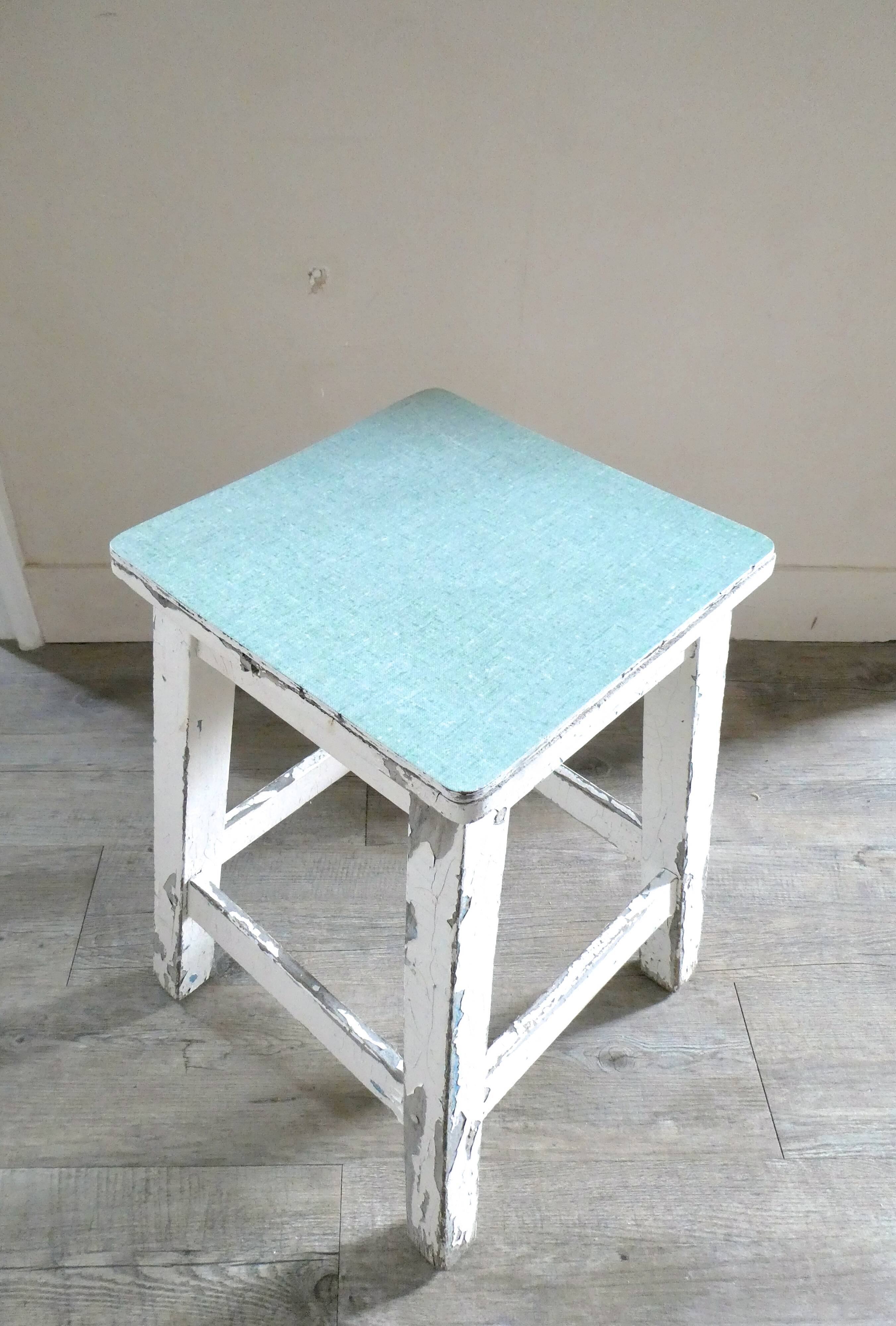 Stool with formica seat Mint green, years 50
