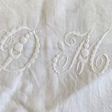 Set of 10 antique hand-embroidered "DM" napkins - Linen threads - 72x86 cm