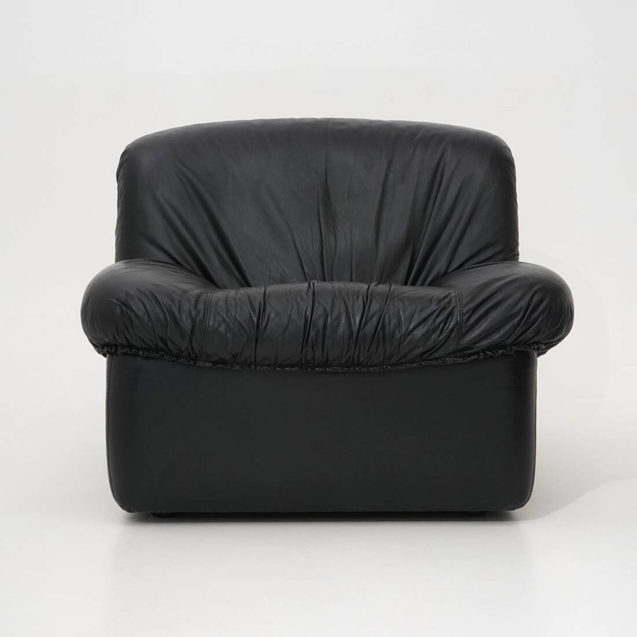 Modular black leather armchairs, 1970s