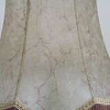 Vintage French Country Style Lamp Turned Wood Base & Hide Skin Shade