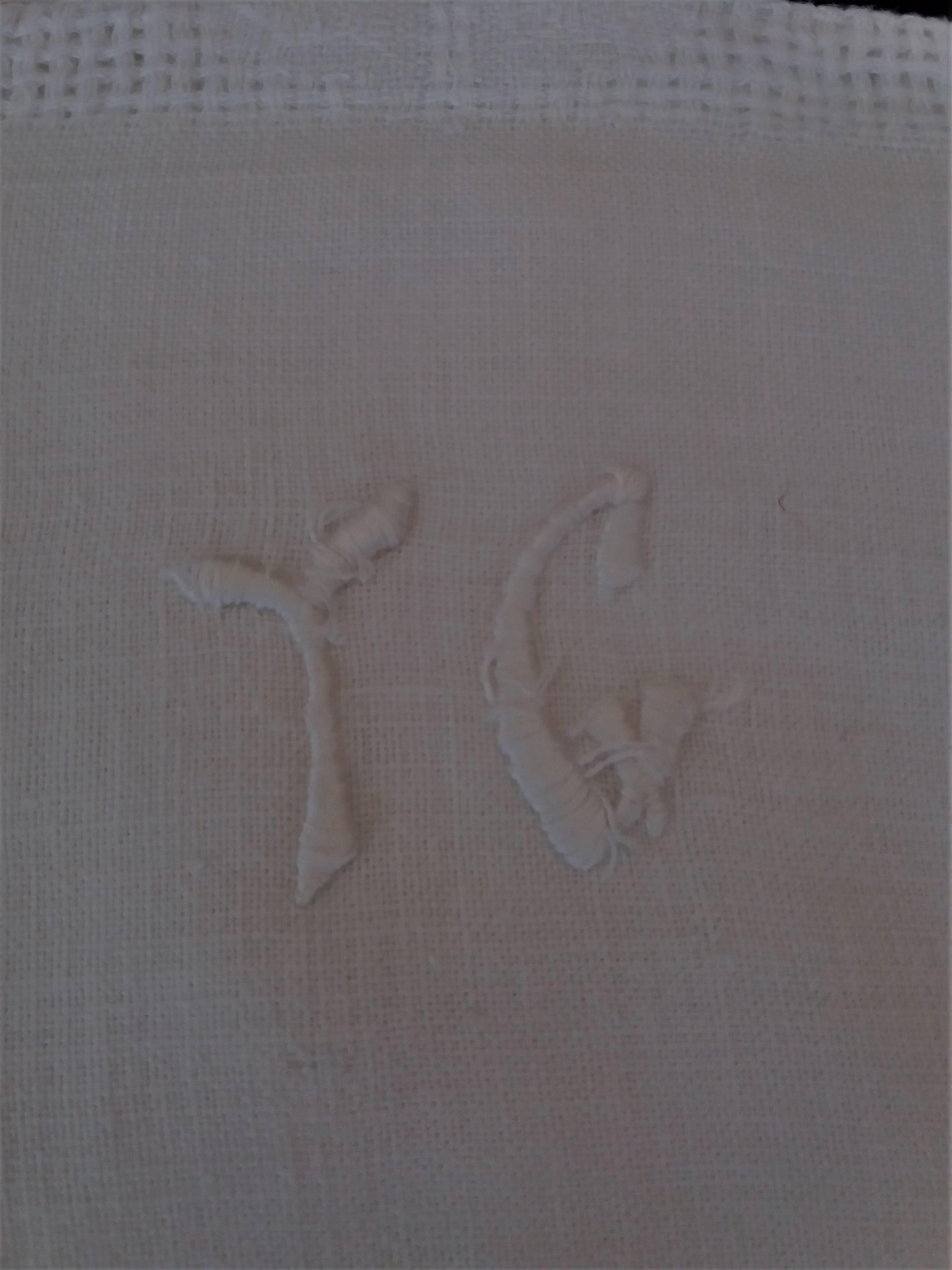 Series of six hand embroidered YG monogrammed YG linen table towels