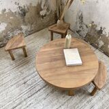 Circular elm coffee table from the 1950s