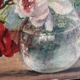 Oil on still life panel with roses